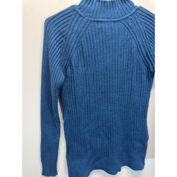 S. Christina  Women’s 100% Cashmere Cable Knit  Turtleneck Sweater Blue Sz S - Picture 9 of 11